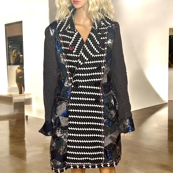 Desigual tapestry coat with matching skirt artsy multicolor graphic set M - Picture 2 of 16